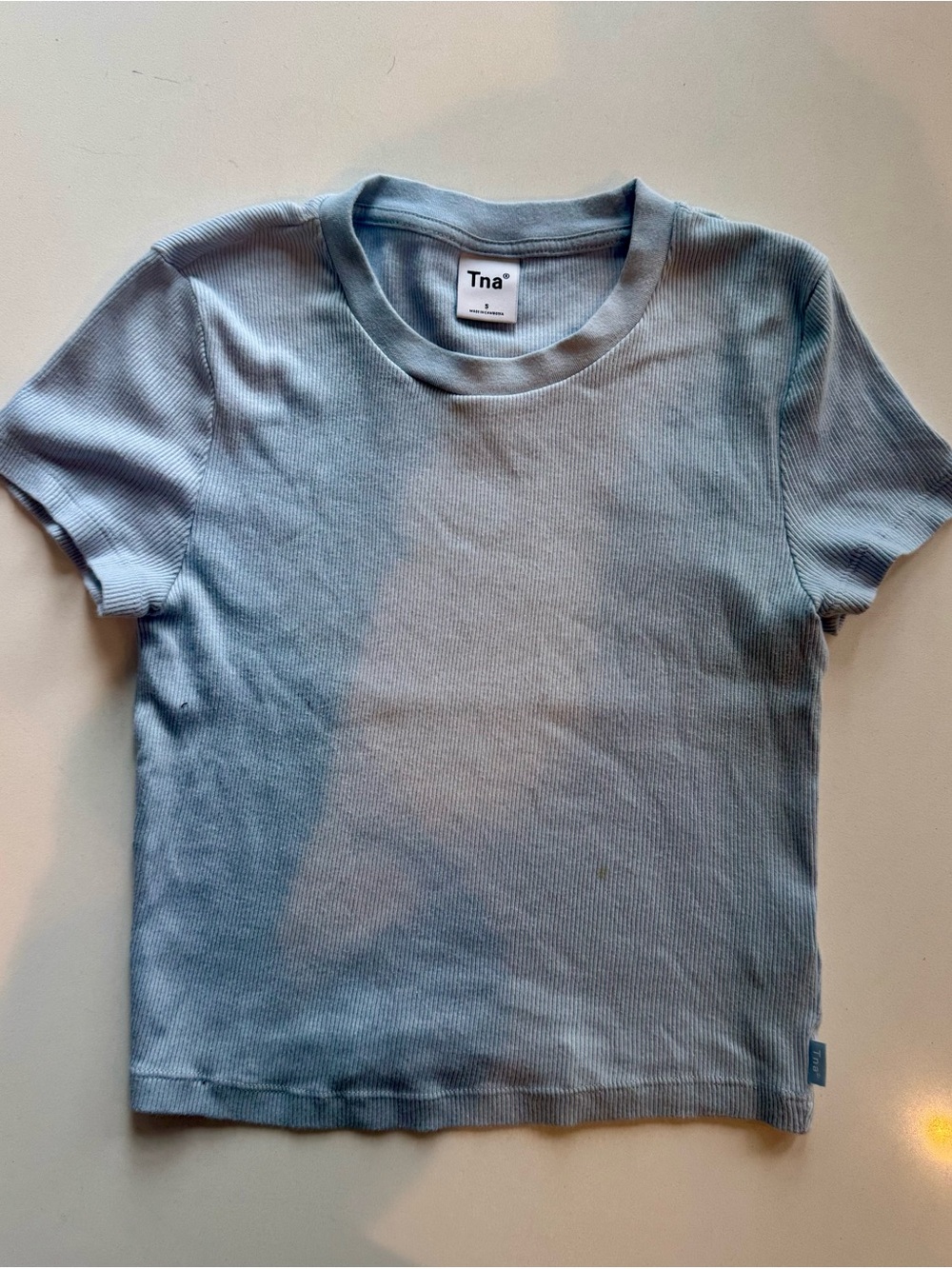 TNA Light Blue Ribbed Short Sleeve Tee